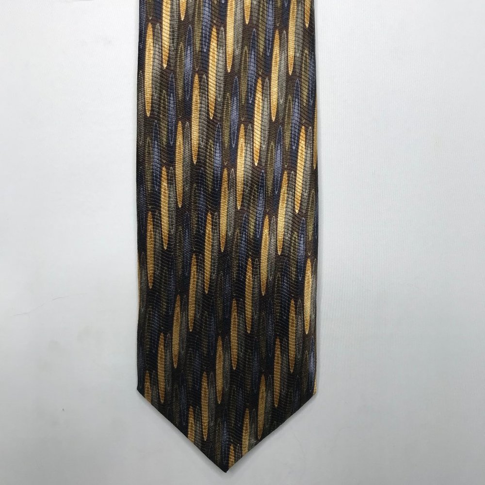 Carlos Devenezia Men’s Neck Tie 4”W 100% Silk Handmade Blue Gold Brown
